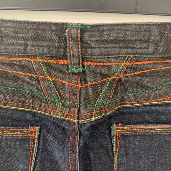 Marithe Francois Girbaud Crazy Color Stitching Jeans Denim Straight Leg Size 31 - Picture 8 of 13